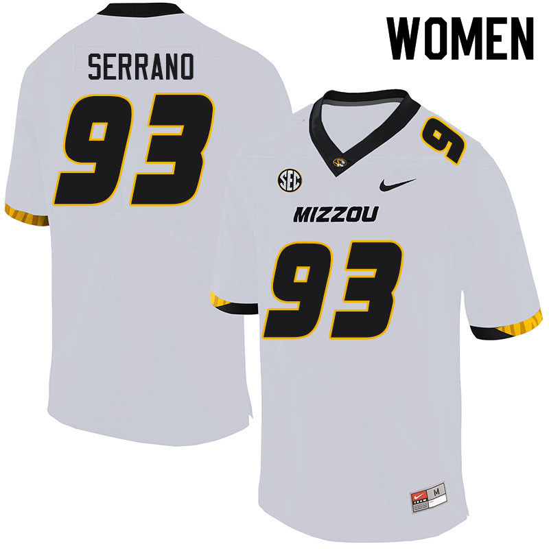 Women #93 Andrew Serrano Missouri Tigers College Football Jerseys Sale-White - Click Image to Close